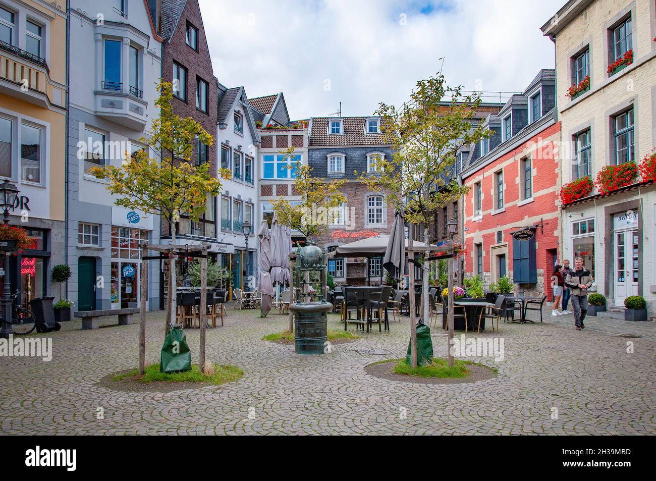 AACHEN, GERMANY. OCTOBER 04, 2020. Cozy yard with trees and beautiful
