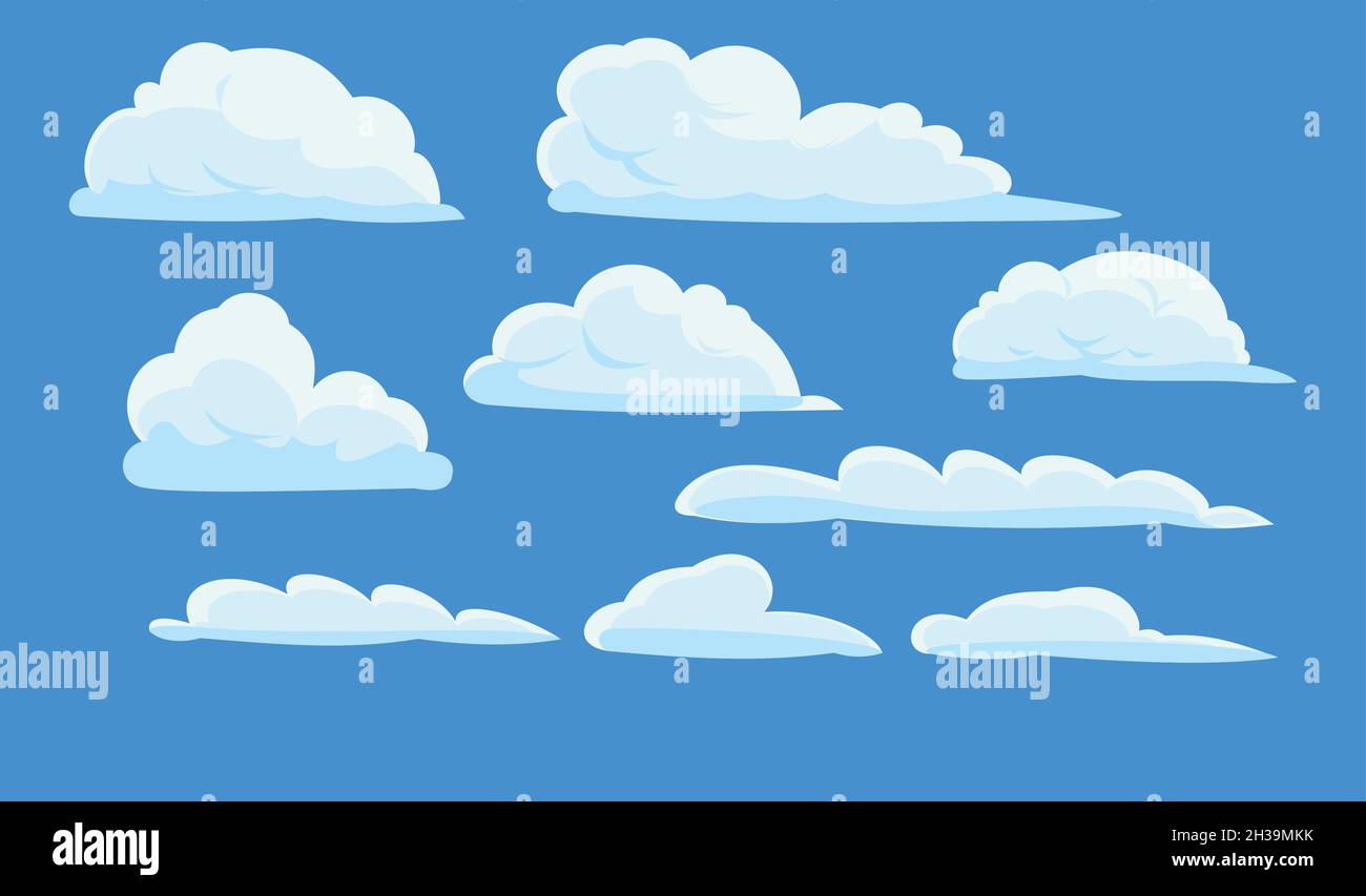 Clouds set. Sky background. Illustration in cartoon style flat design ...