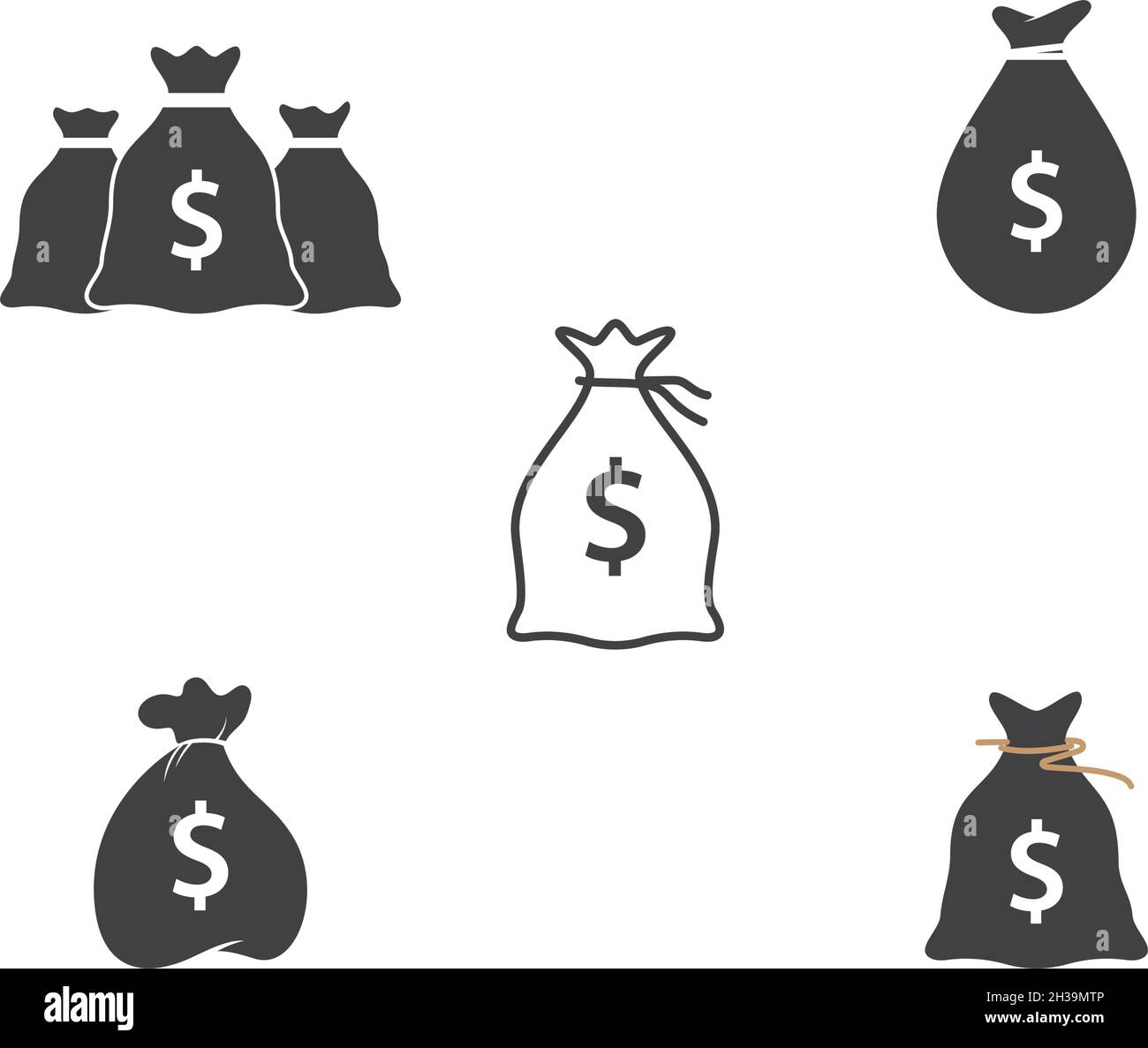 Money bag set icon vector template Stock Vector Image & Art - Alamy