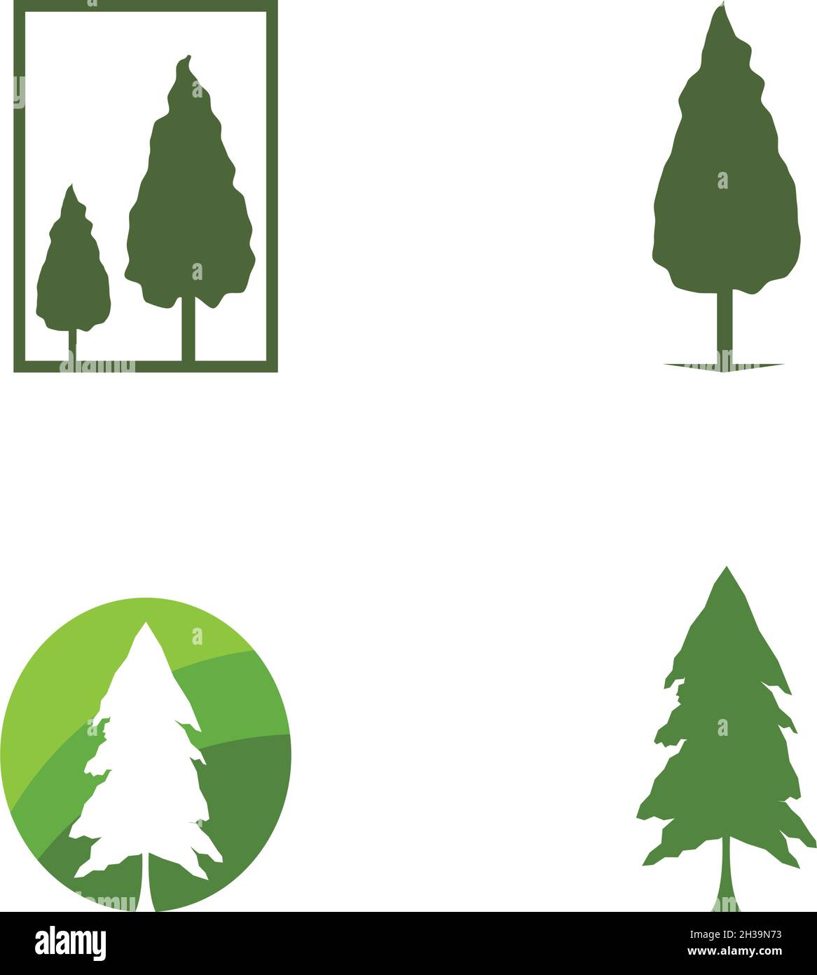 Set of Pine tree logo ilustration vector design Stock Vector
