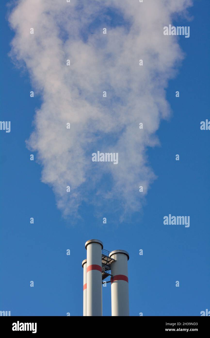 Steam from Power Plant. Stock Photo