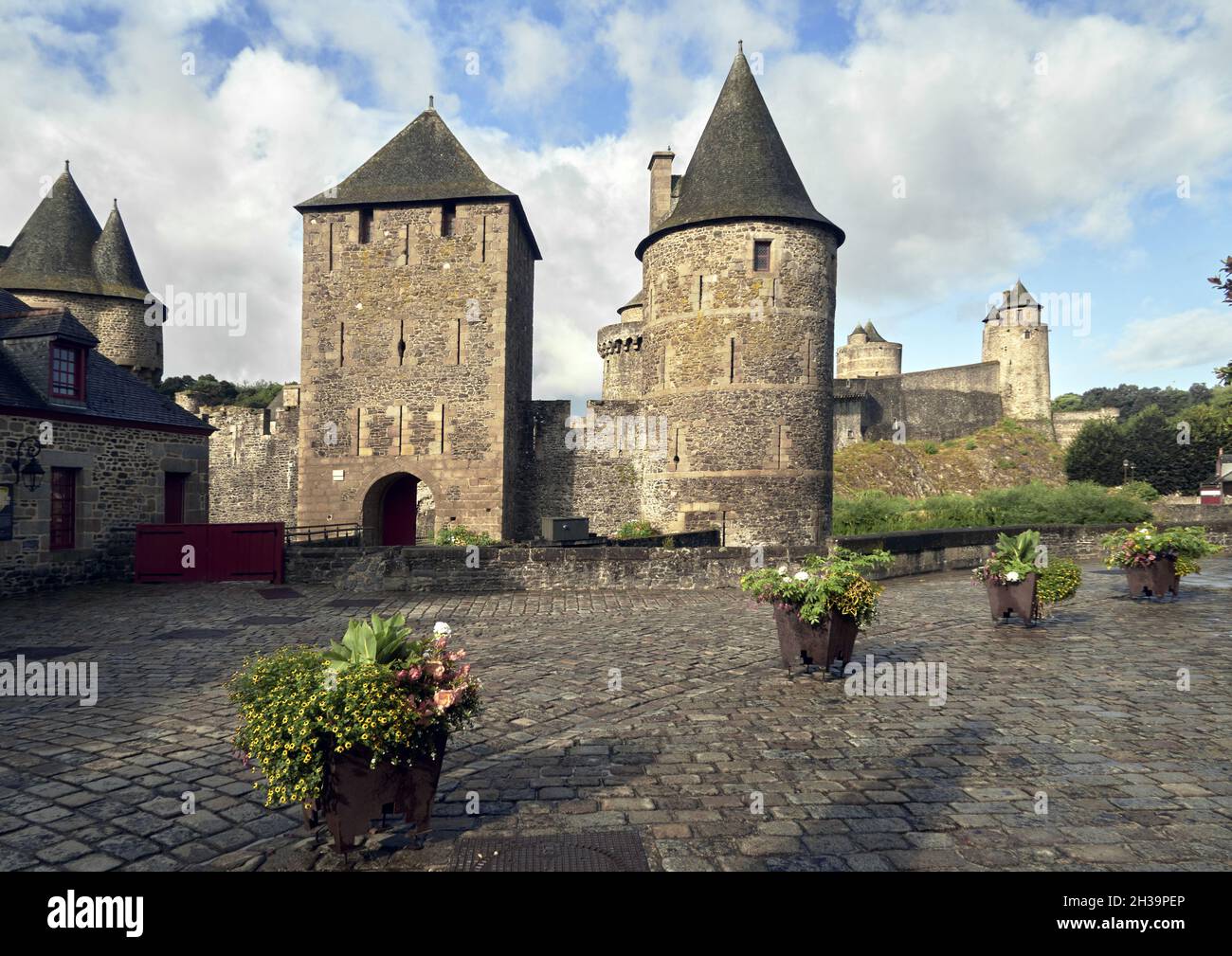 France, Fougeres. The castle first built in the 11th century is one of the best preserved castle in Europe. It was a military stronghold of prime impo Stock Photo