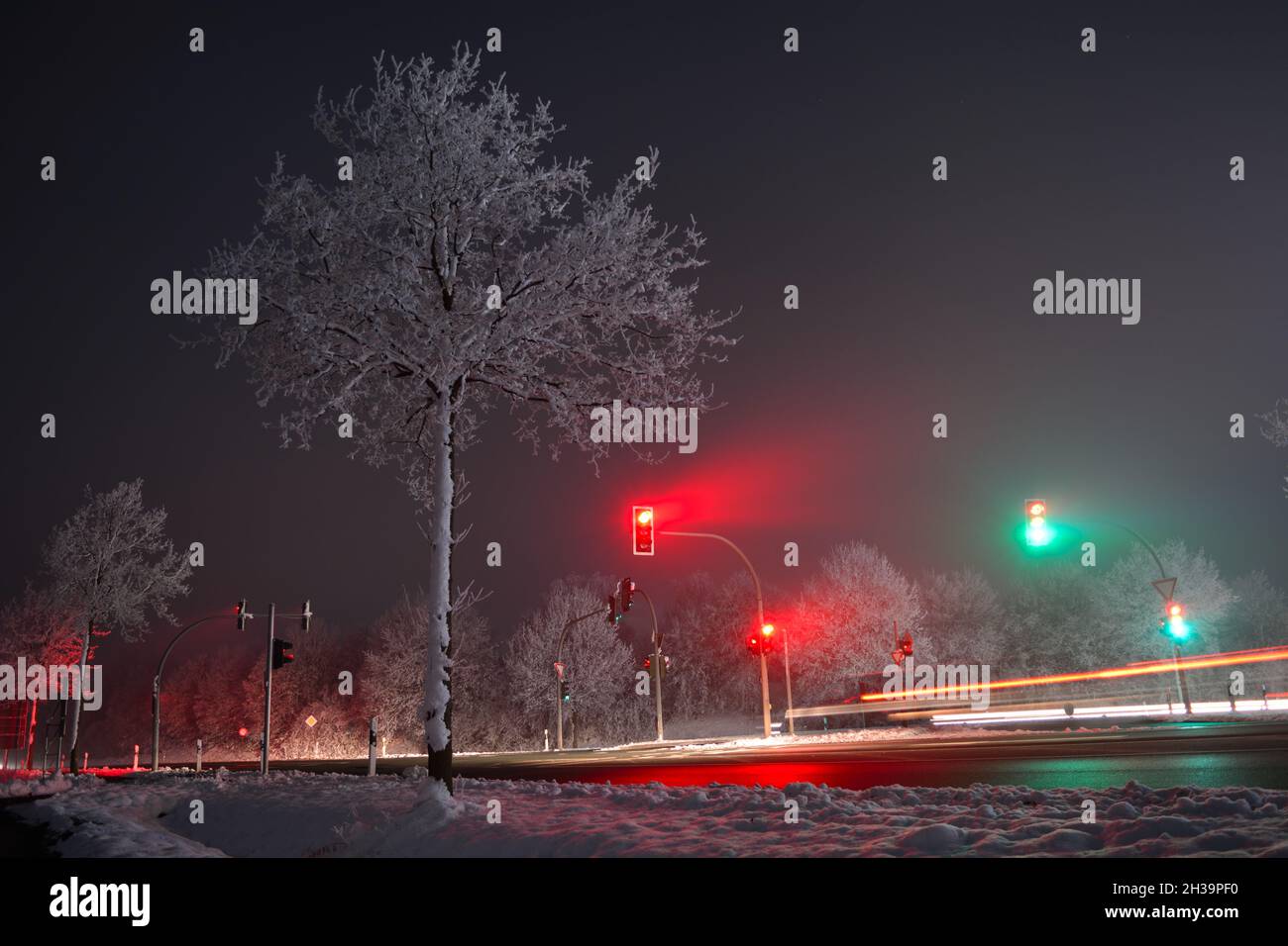 Intersection in Winter. Stock Photo