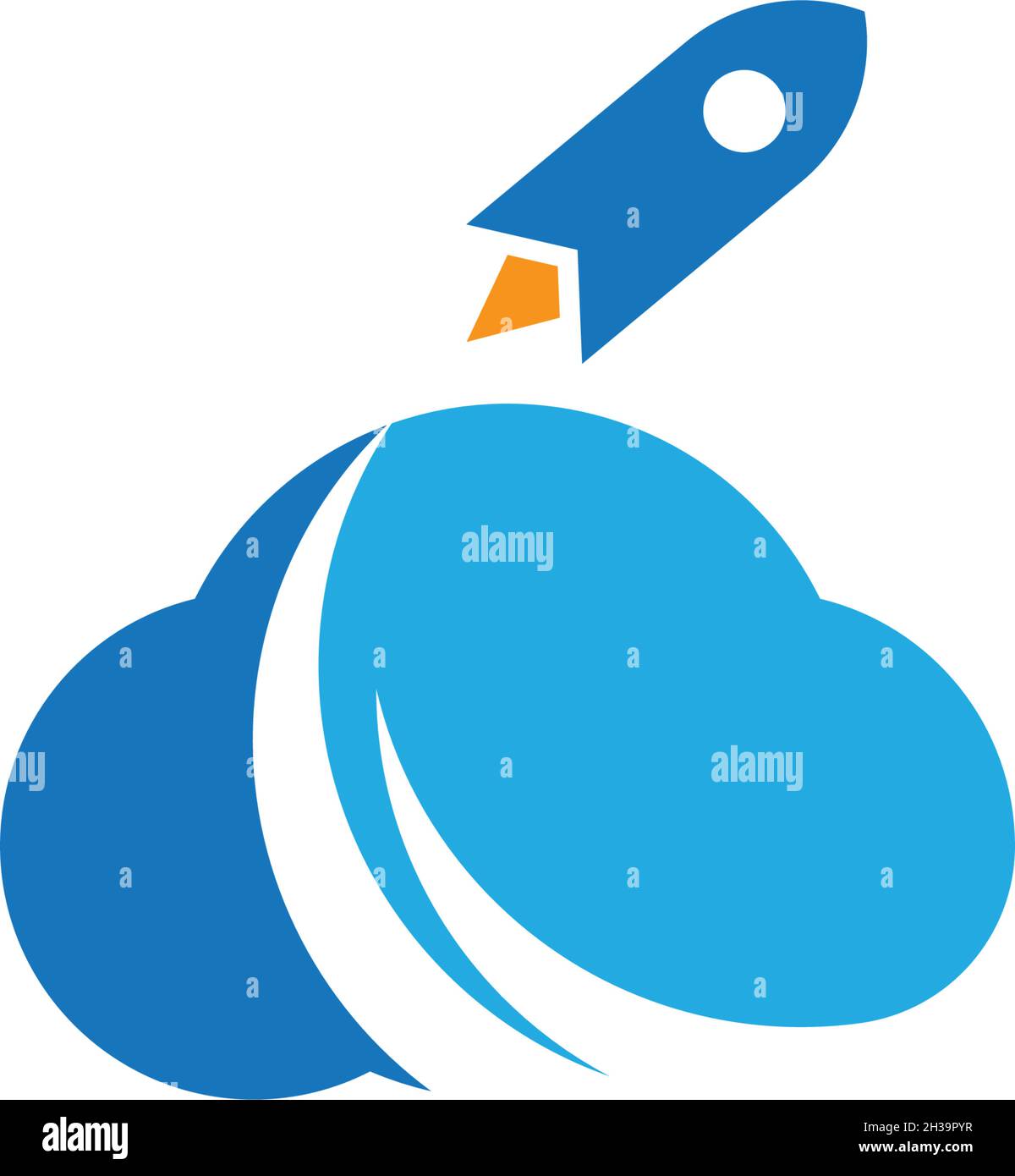 Rocket and cloud technology logo vector template design Stock Vector