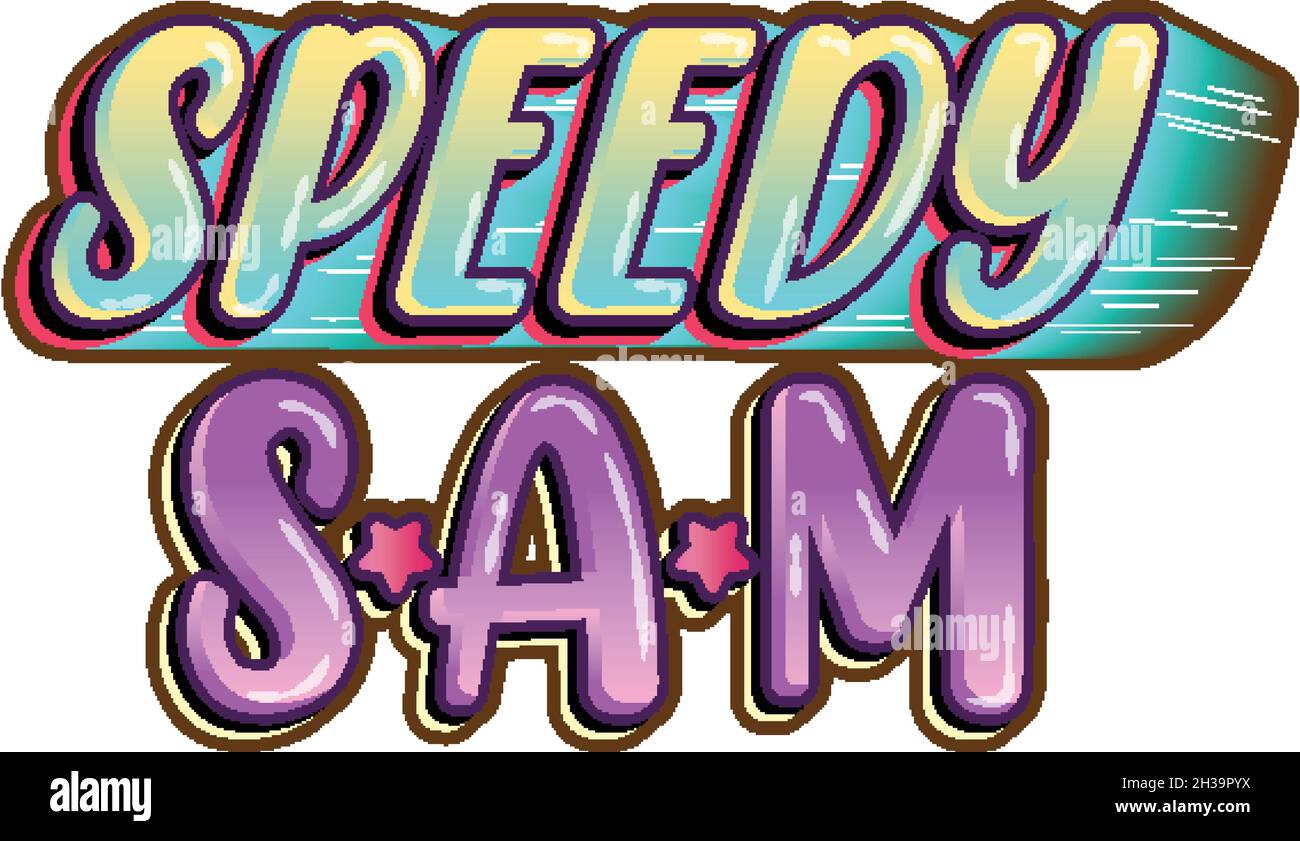 Speed Sam word logo on white background illustration Stock Vector Image
