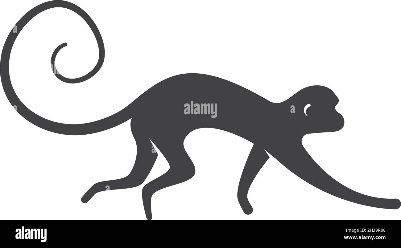 Monkey logo ilustration vector flat design Stock Vector