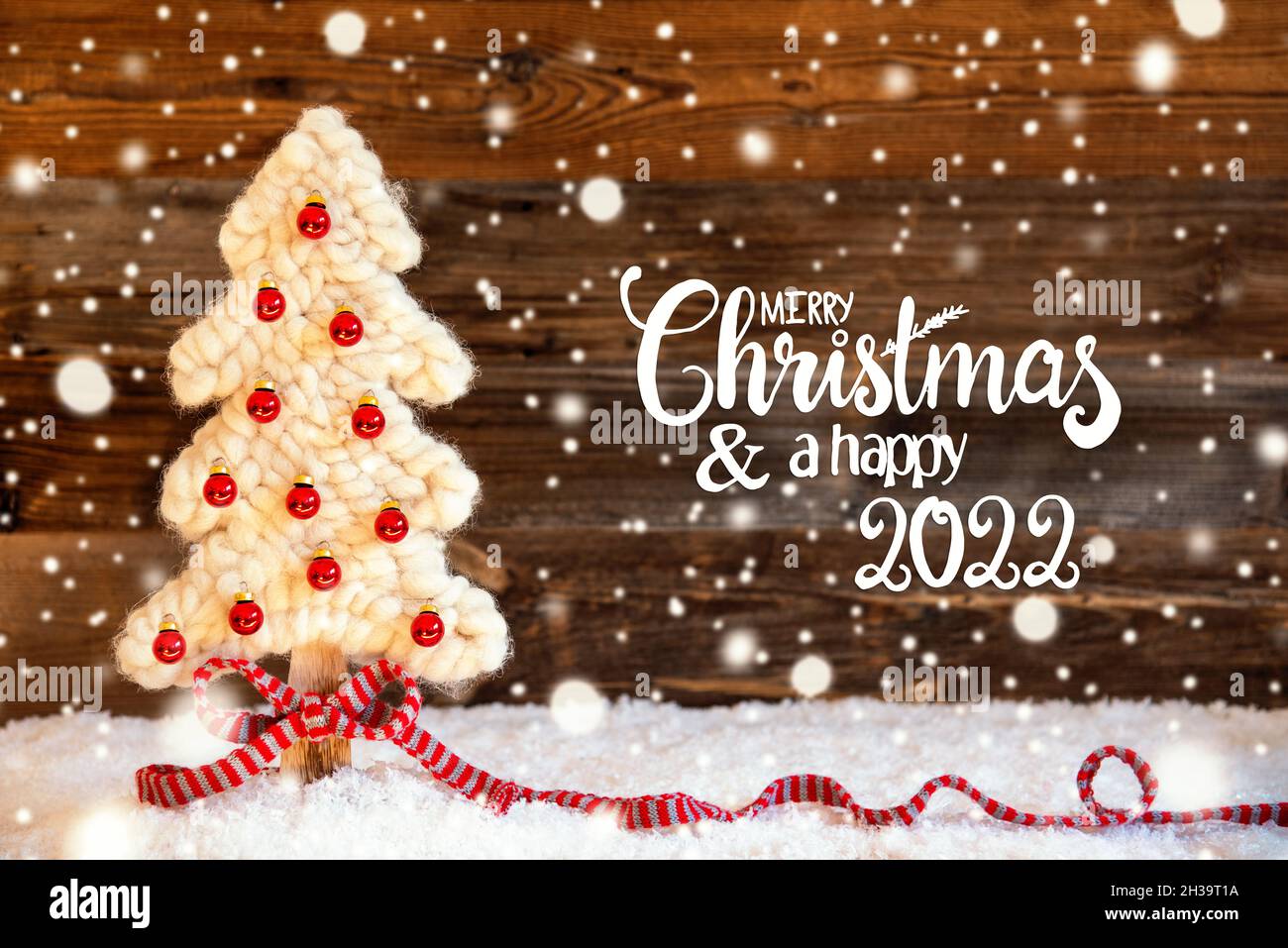 Christmas 2017 2022 Fabric Christmas Tree, Ball, Snow, Merry Christmas And A Happy 2022,  Snowflakes Stock Photo - Alamy