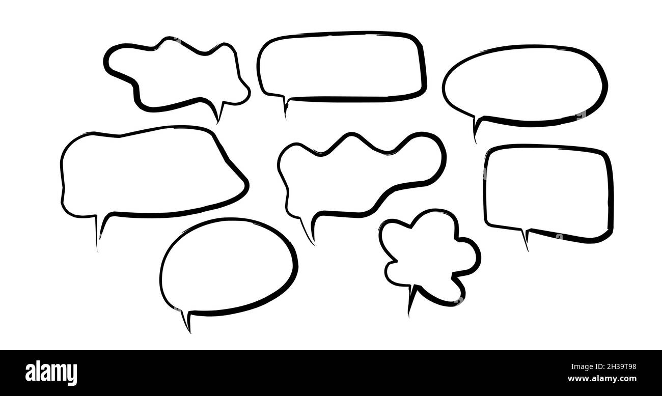message frames in comic style, hand drawn chat bubbles. Stock Vector