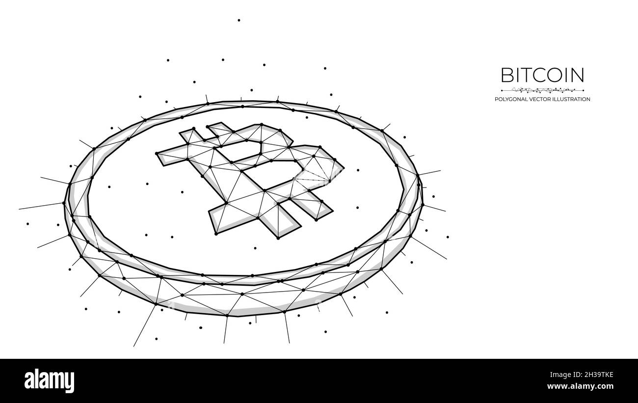 Bitcoin polygonal vector illustration on a white background. Cryptocurrency  low poly design. Abstract digital banner, template or background. Bitcoin  Stock Vector Image & Art - Alamy