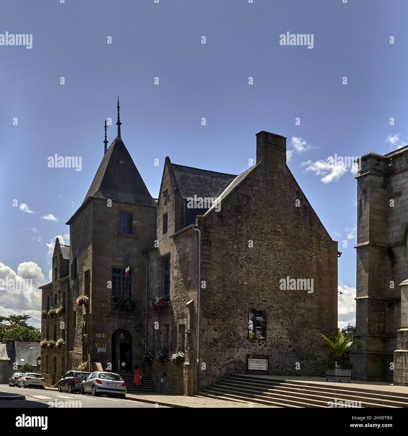 Fougeres cty, France. Ille-et-Vilaine department, Brittany - France. the Town Hall . At the end of the 12th century, the wealthier classes climbed to Stock Photo