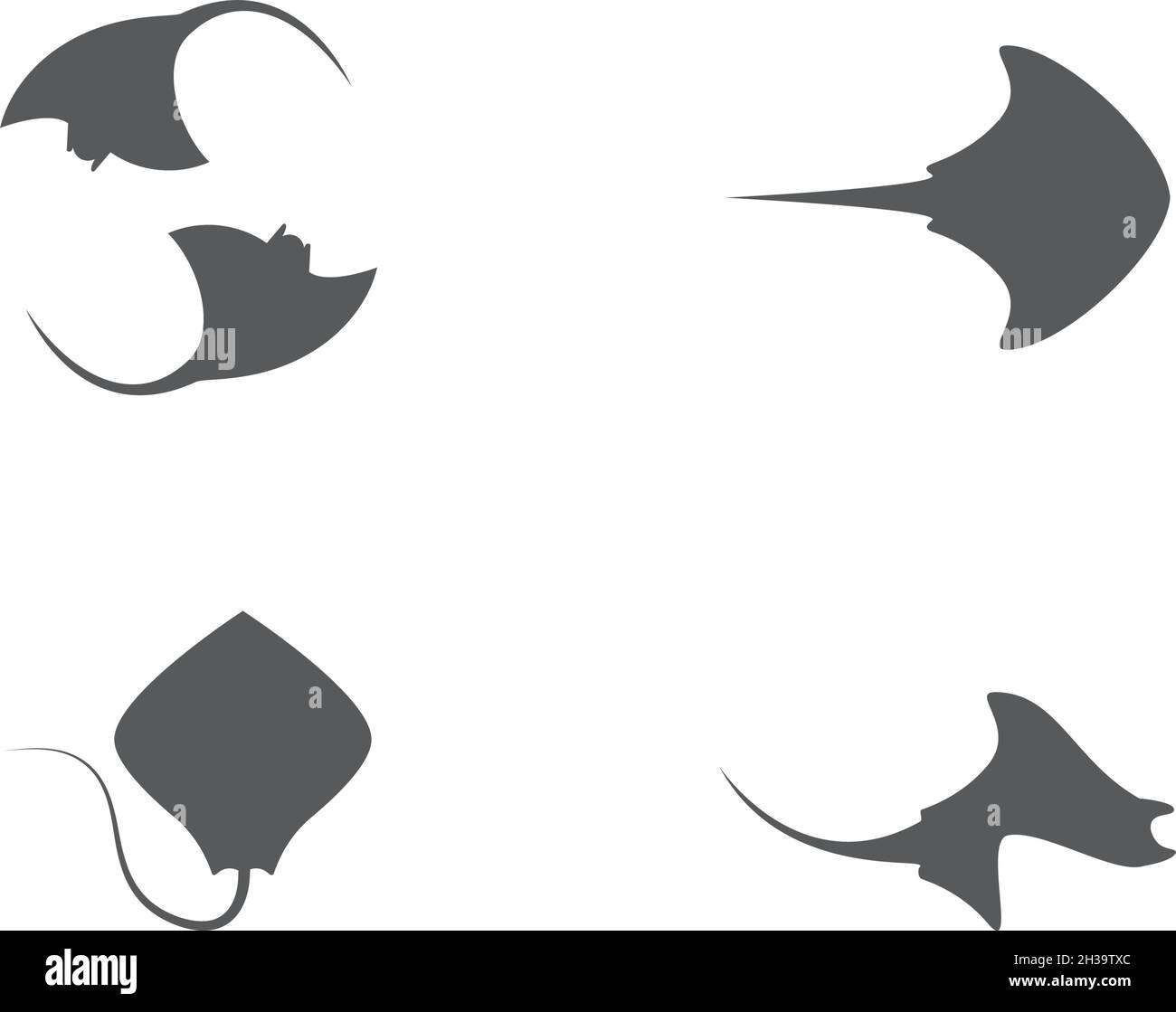 Stingray logo set ilustration vector flat design template Stock Vector