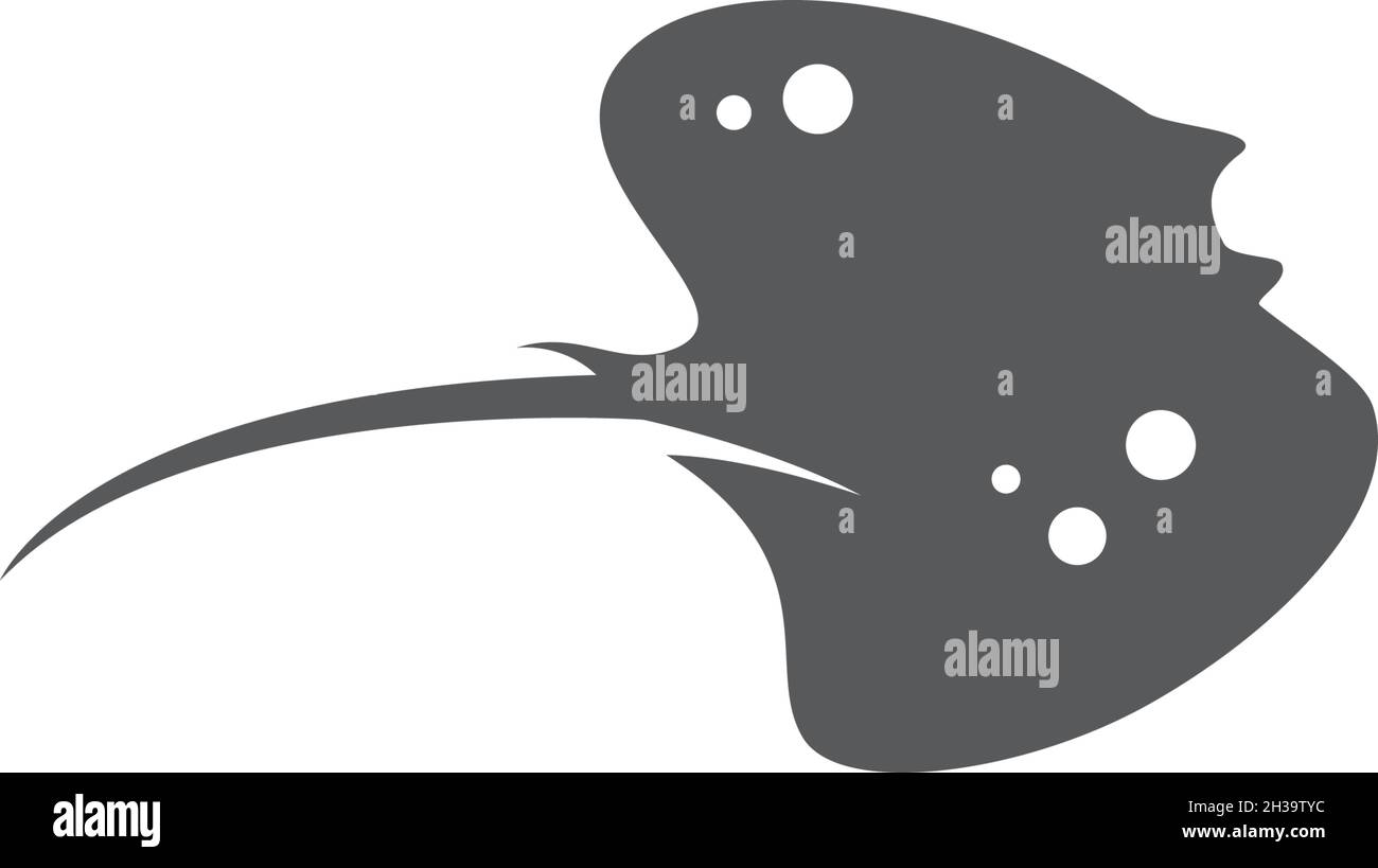 Stingray logo ilustration vector flat design template Stock Vector