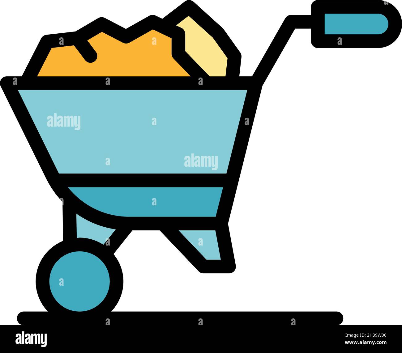 Full ground wheelbarrow icon. Outline full ground wheelbarrow vector icon color flat isolated Stock Vector