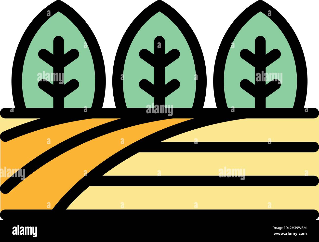 Farm landscape icon. Outline farm landscape vector icon color flat ...