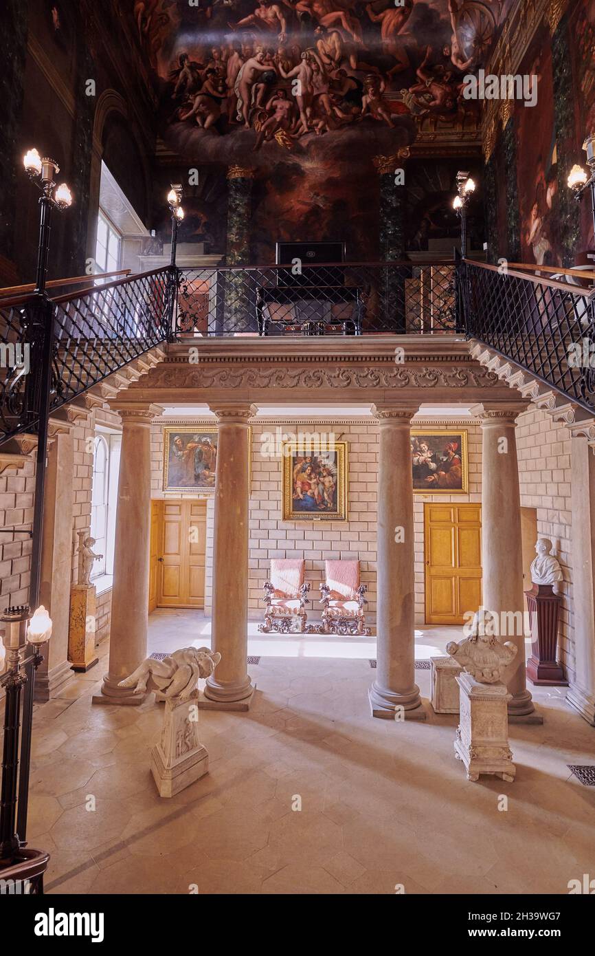 Hell staircase at Burghley House, an elizabethan mansion built by William Cecil, Lord Burghley, at Stamford in 16 century England. Stock Photo