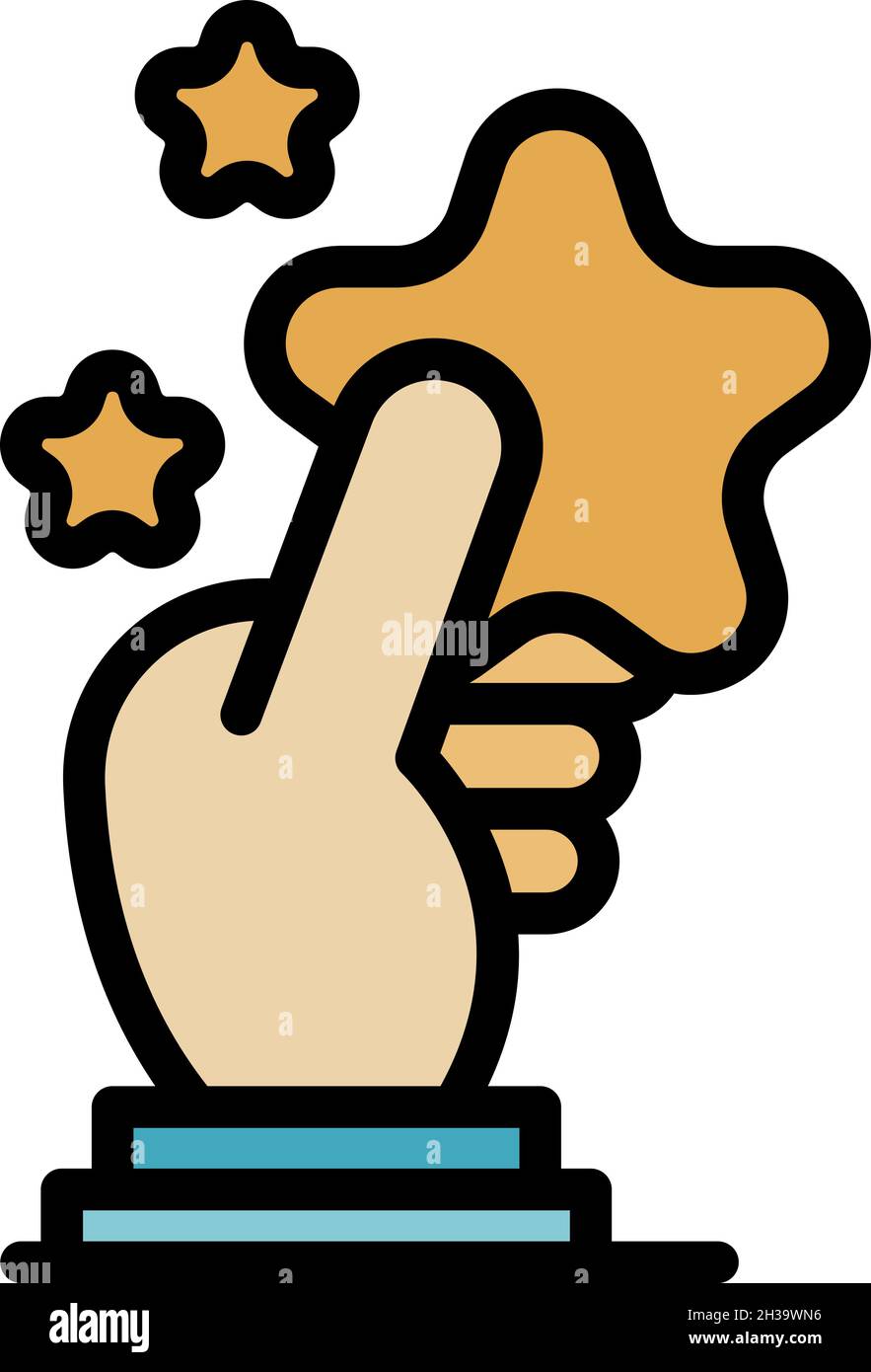 Take star hand icon. Outline take star hand vector icon color flat isolated Stock Vector