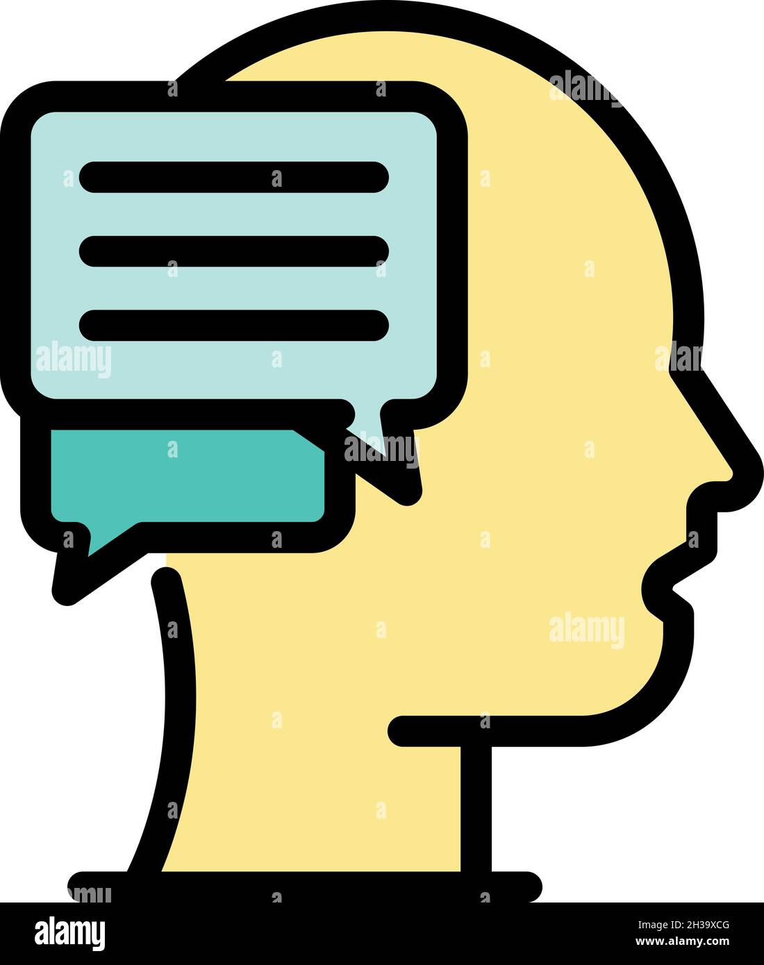 Head chat thinking icon. Outline head chat thinking vector icon color flat isolated Stock Vector