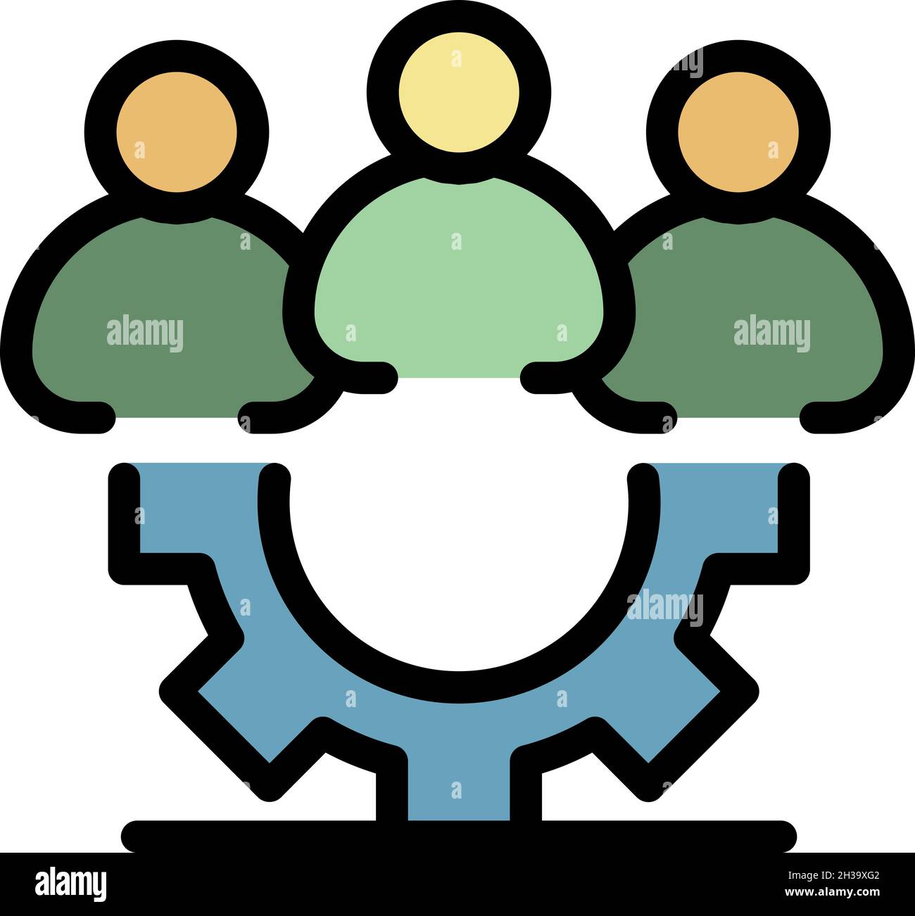 Teamwork system icon. Outline teamwork system vector icon color flat ...