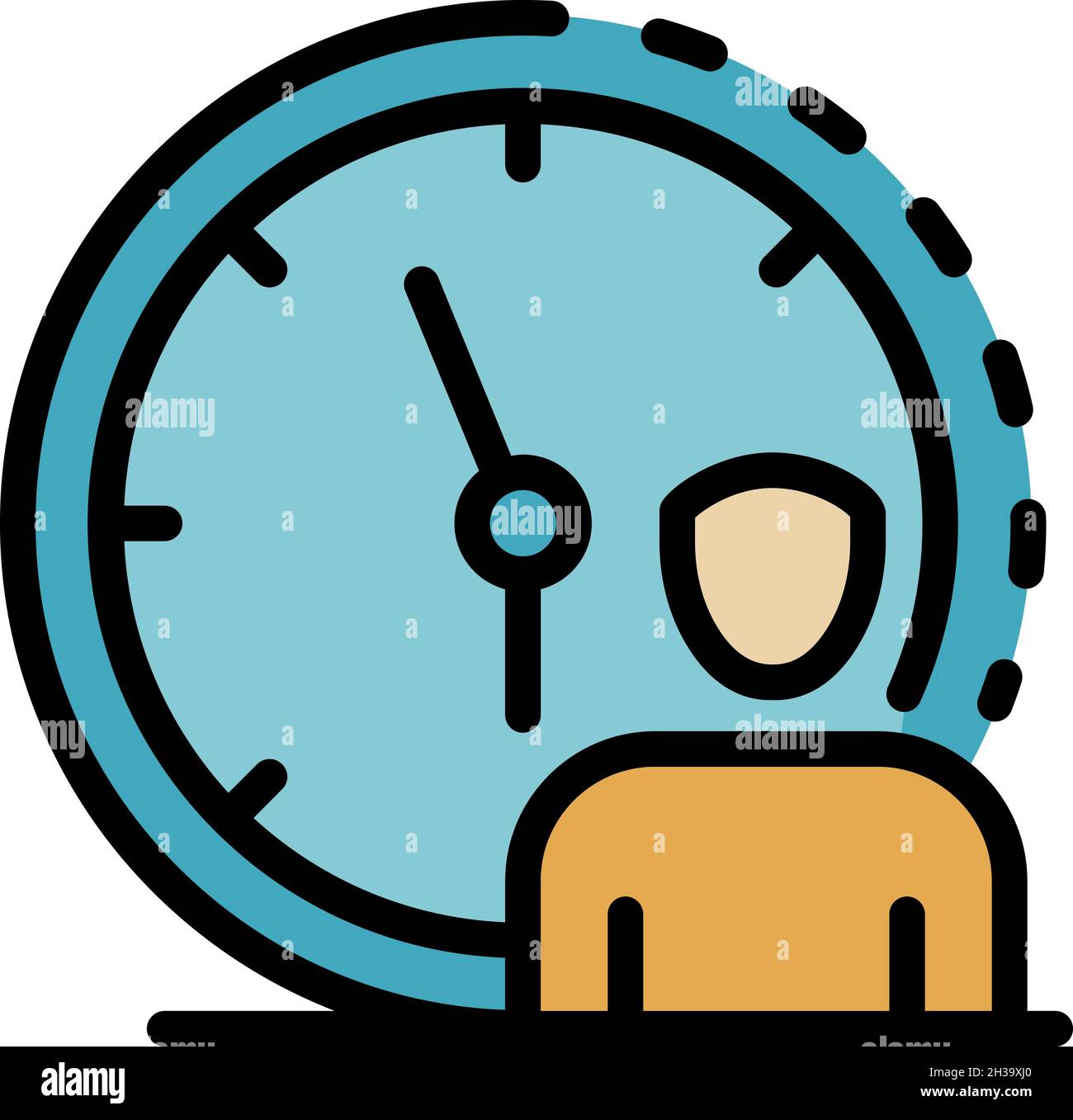 Manager wall clock icon. Outline manager wall clock vector icon color flat isolated Stock Vector