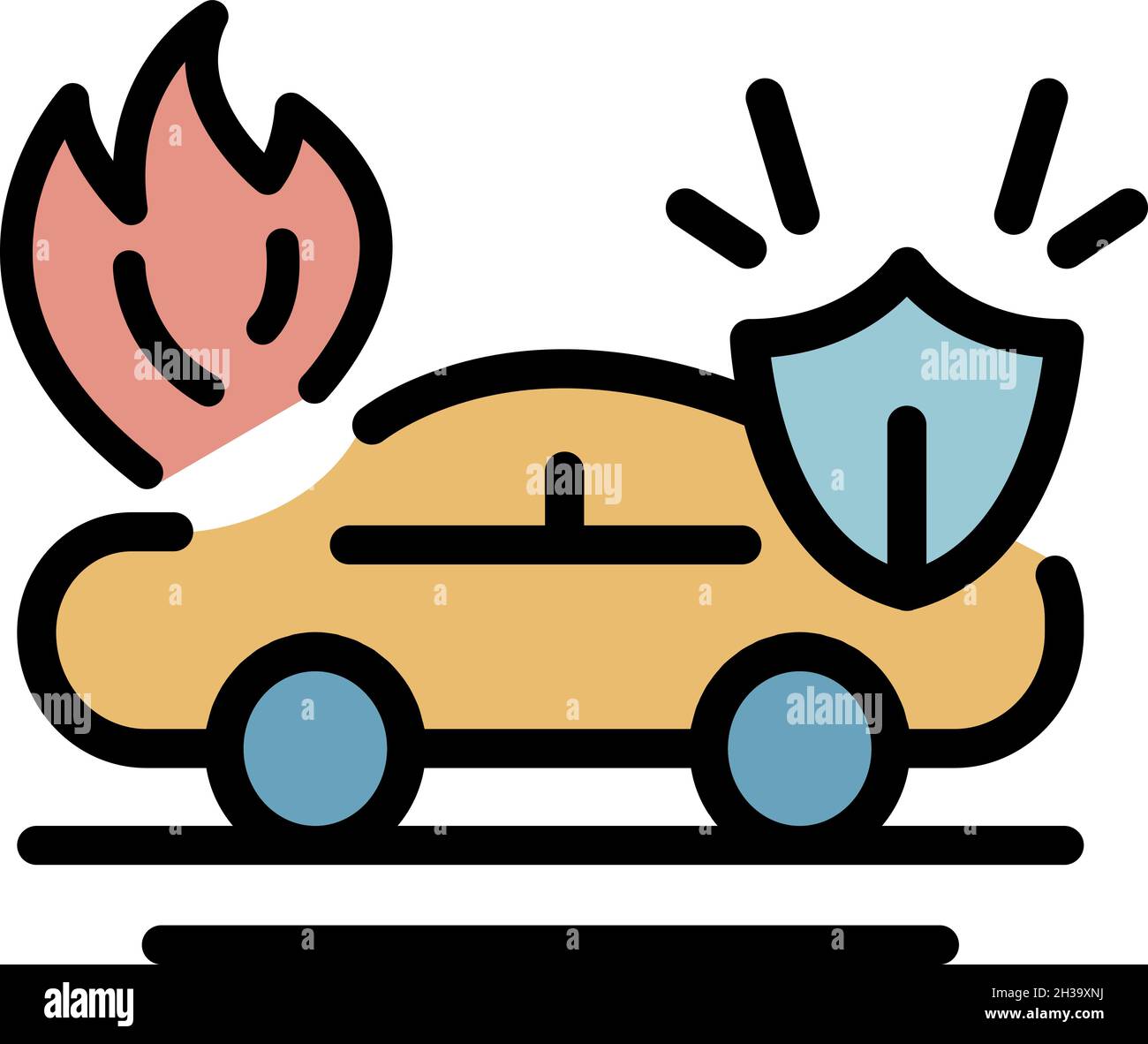 Protect car accident icon. Outline protect car accident vector icon color flat isolated Stock Vector