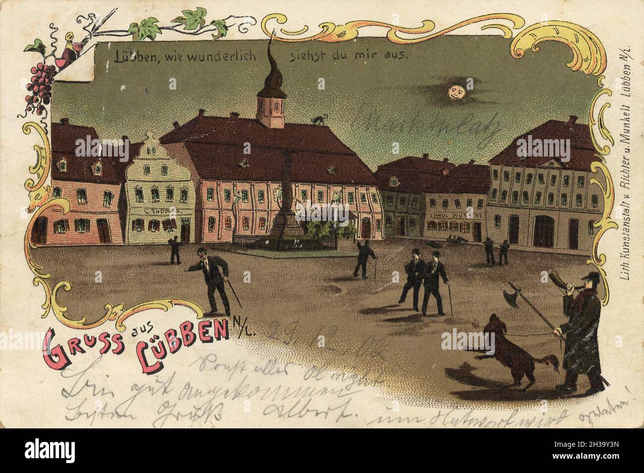 Lübben, Landkreis Dahme-Spreewald in der Niederlausitz im Land Brandenburg, Deutschland, Ansicht von ca 1910, digitale Reproduktion einer gemeinfreien Postkarte Stock Photo