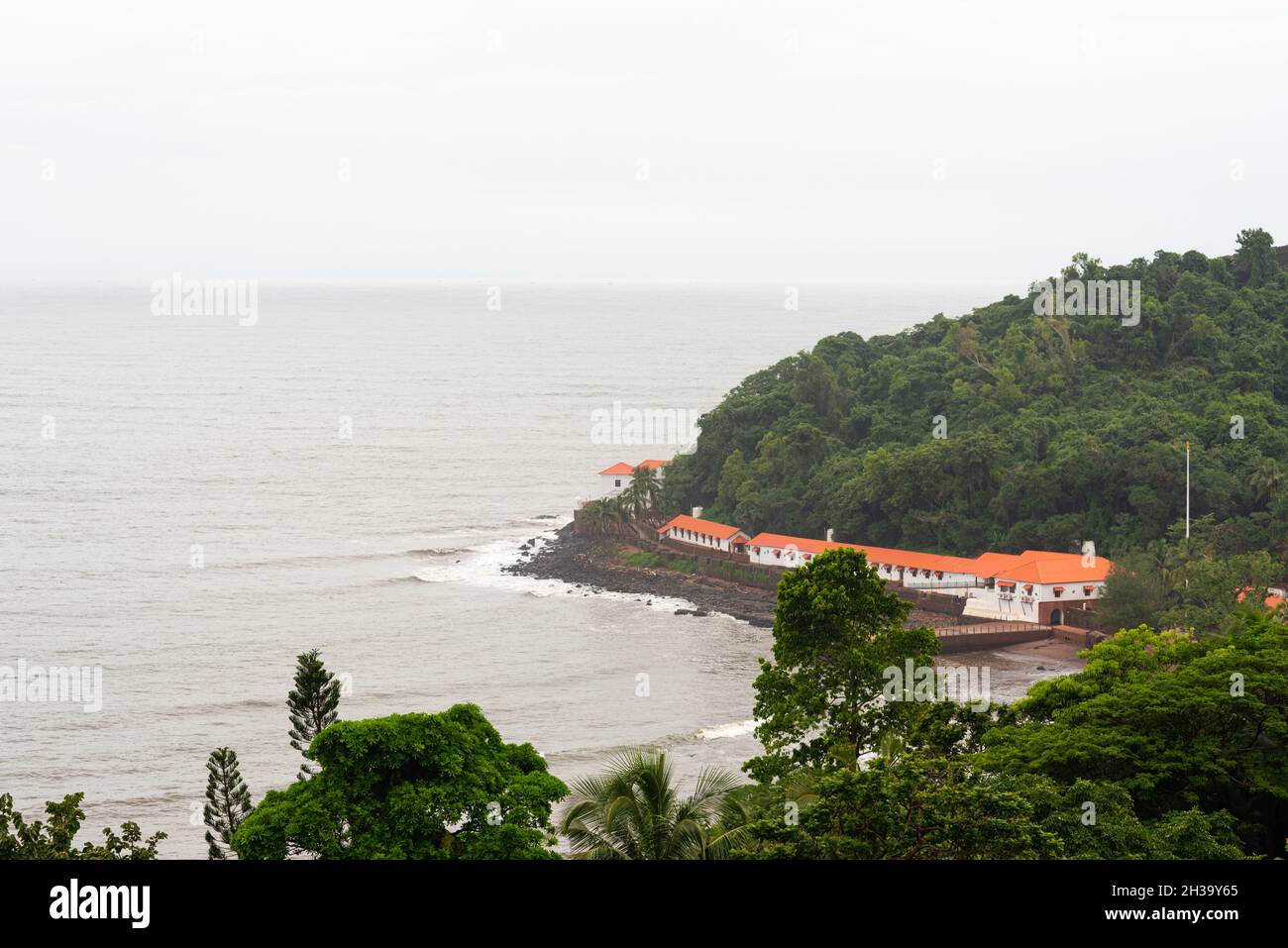 Candolim Goa India- August 8 2021: Portuguese era Lower Aguada Fort and former central Jail being renovated as a tourist attraction Stock Photo