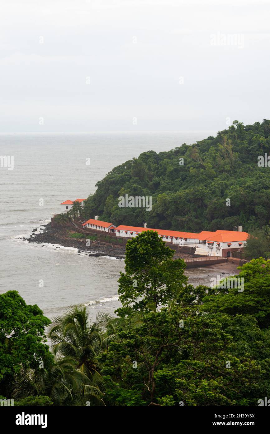 Candolim Goa India- August 8 2021: Portuguese era Lower Aguada Fort and former central Jail being renovated as a tourist attraction Stock Photo