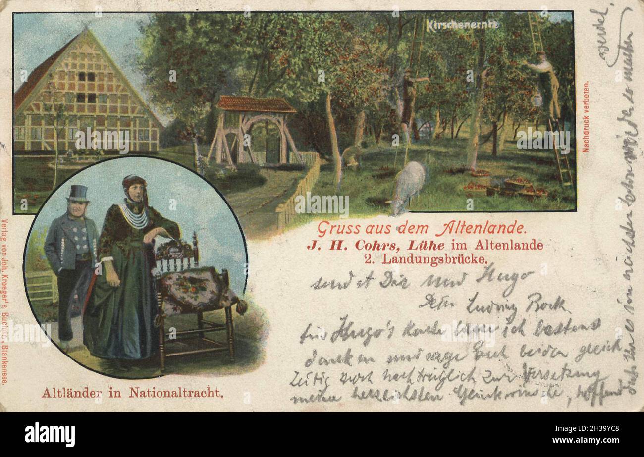 Lühe im Altenlande, Altes Land, Niedersachsen, Deutschland, Ansicht von ca 1910, digitale Reproduktion einer gemeinfreien Postkarte Stock Photo