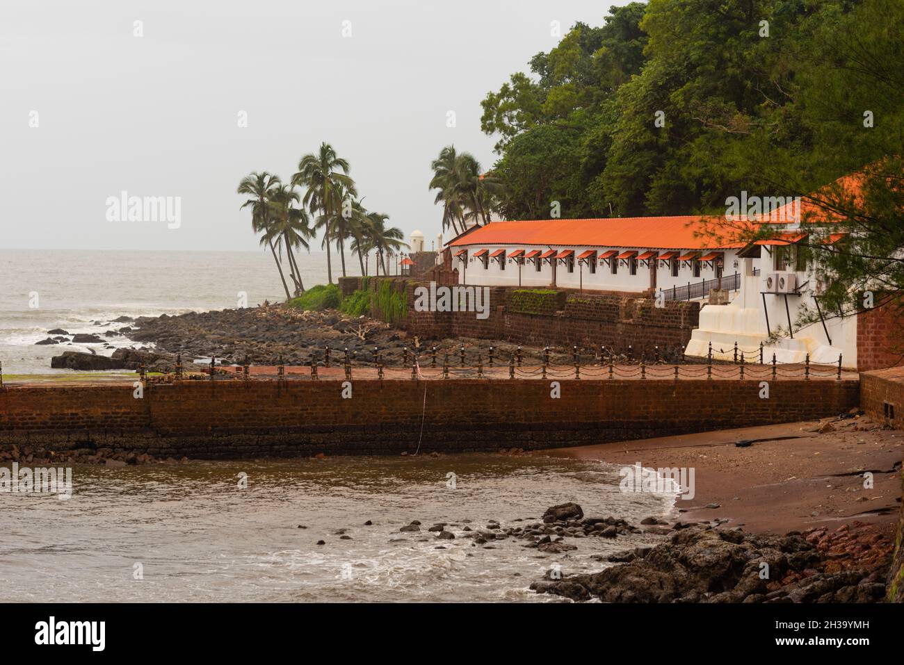 Candolim Goa India- August 8 2021: Portuguese era Lower Aguada Fort and former central Jail being renovated as a tourist attraction Stock Photo