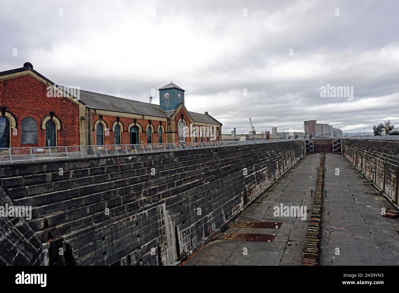 Titanic dry dock and pump house building. October 2018, Belfast, Northern Ireland Stock Photo