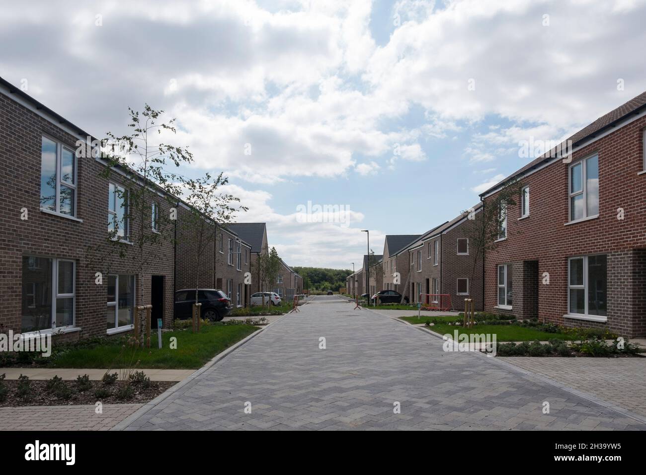 New houses in Joseph Lancaster Lane, the new development in north Chichester, West Sussex, England, UK. Stock Photo