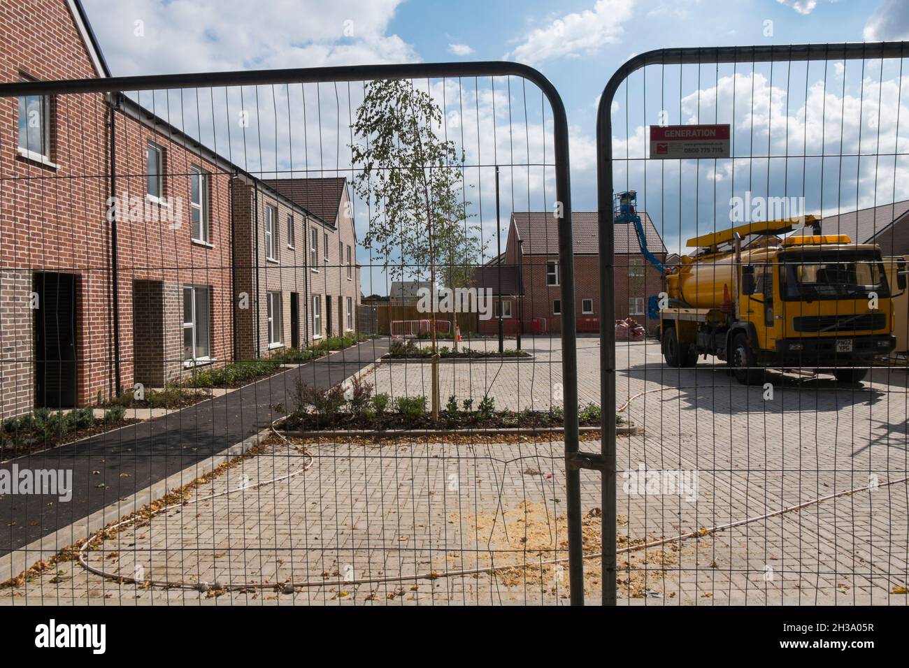 New houses with parking area under construction at Keepers Green, the