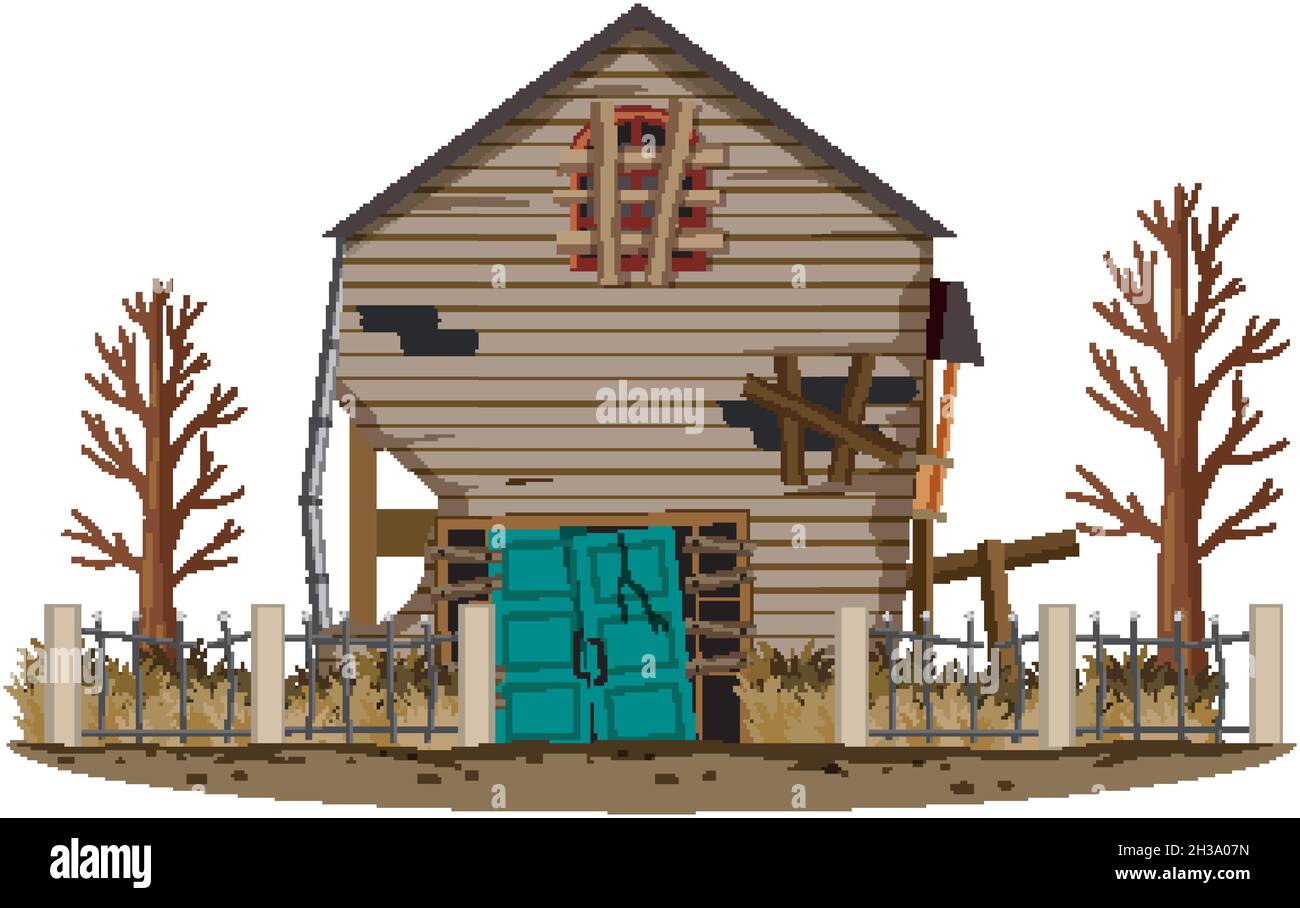 Abandoned house on white background illustration Stock Vector Image