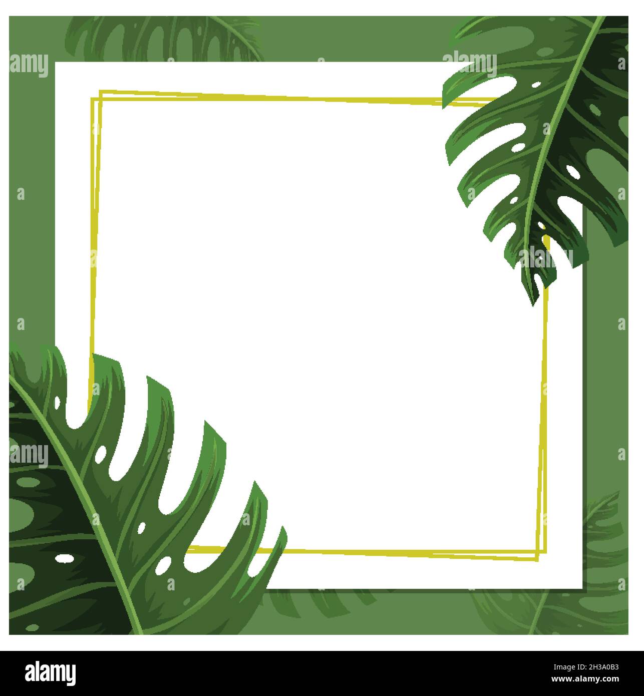 Square frame with tropical green leaves illustration Stock Vector Image ...
