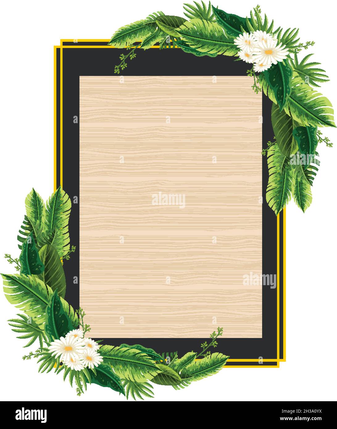 Square frame with tropical green leaves illustration Stock Vector Image ...
