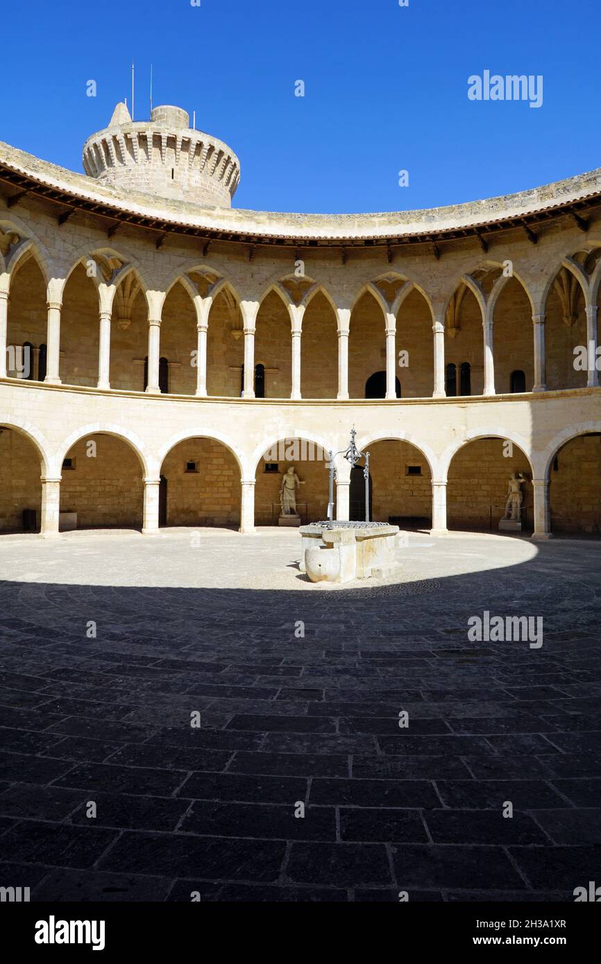 Inner court of Bellver Castle in Pallma de Mallorca, Spain Stock Photo