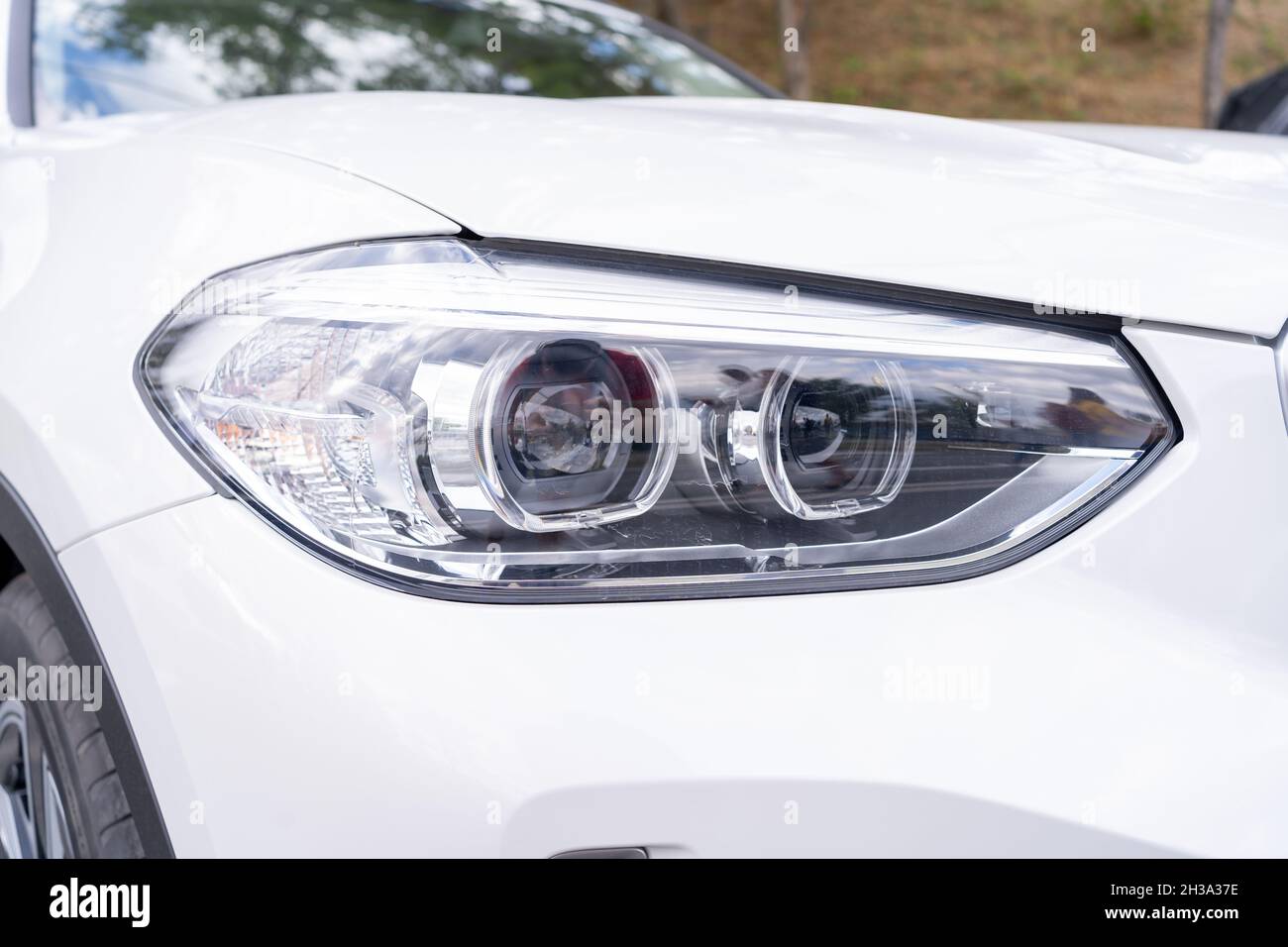 Galati, Romania - September 15, 2021: Headlights BMW iX3 is an all ...