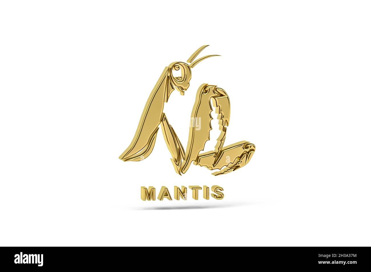 Golden 3d mantis icon isolated on white background - 3d render Stock ...