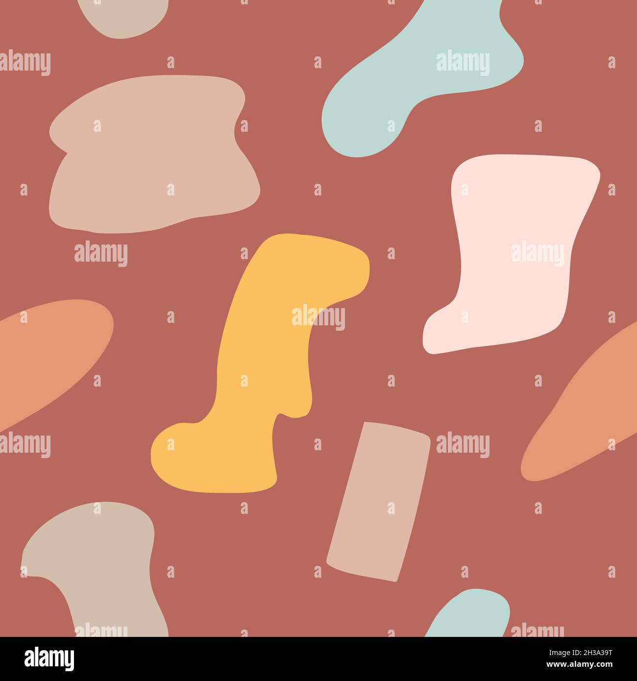 Abstract contemporary seamless pattern. Hand drawn various rounded shapes. Stock Vector