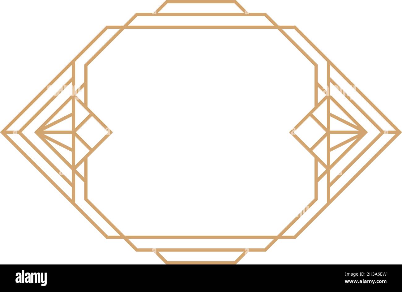 Art deco line frame. Golden vintage geometric border Stock Vector Image