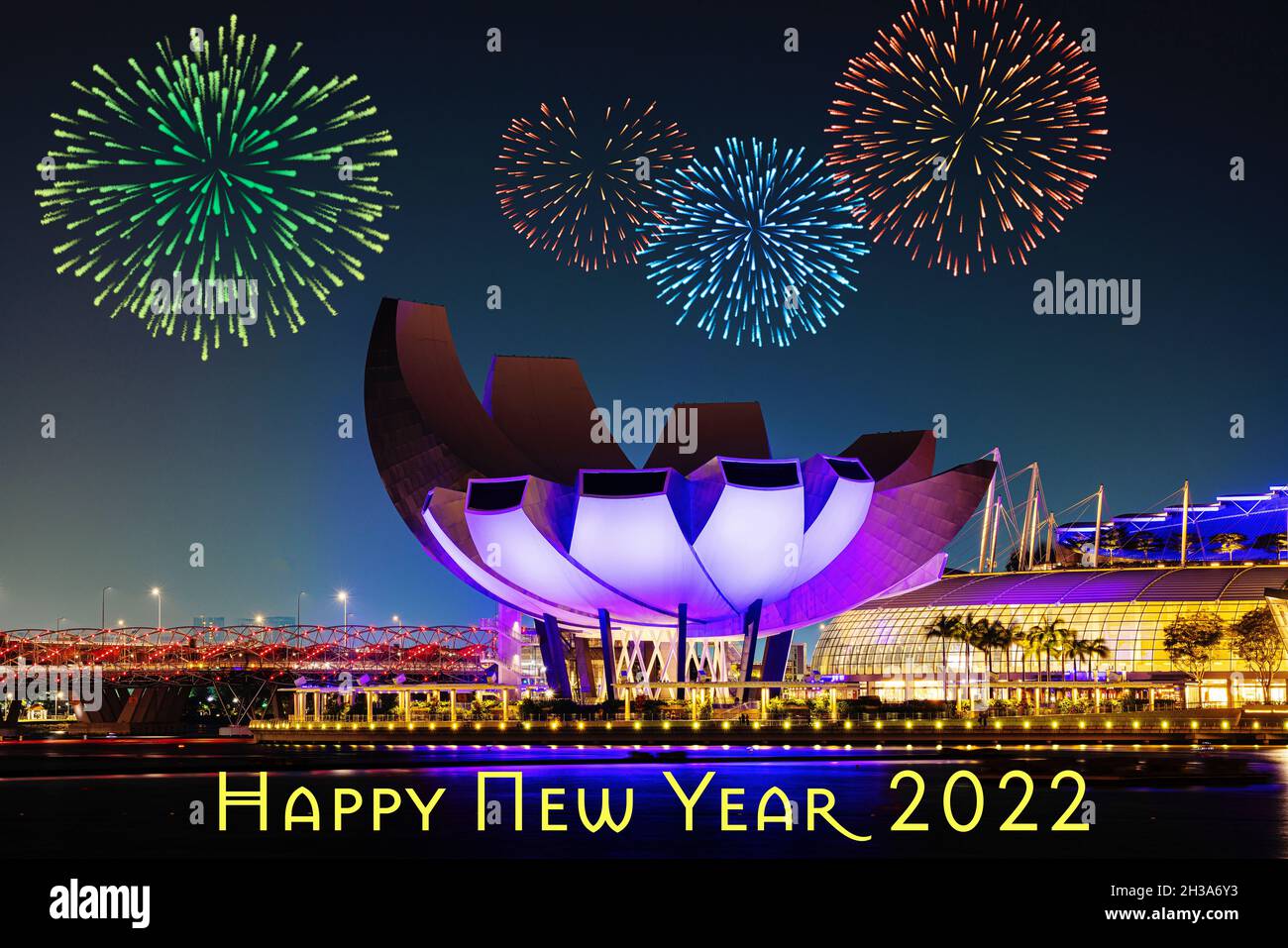 the fireworks during New Year's eve 2022 in Singapore Stock Photo