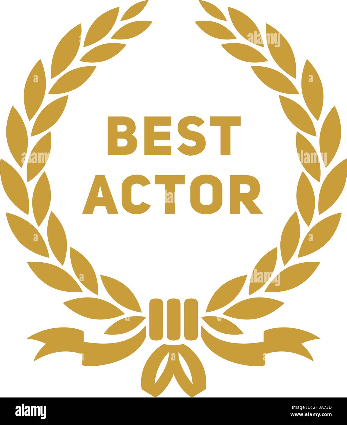 Best actor award label. Golden laurel branch. Vintage style Stock Vector