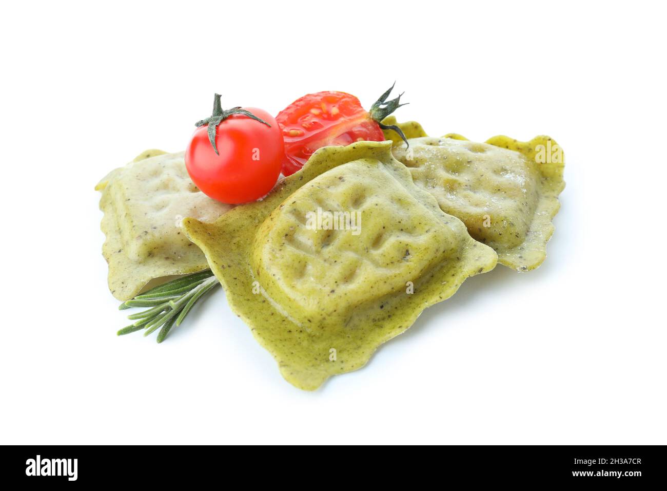 Tasty raw ravioli isolated on white background Stock Photo - Alamy