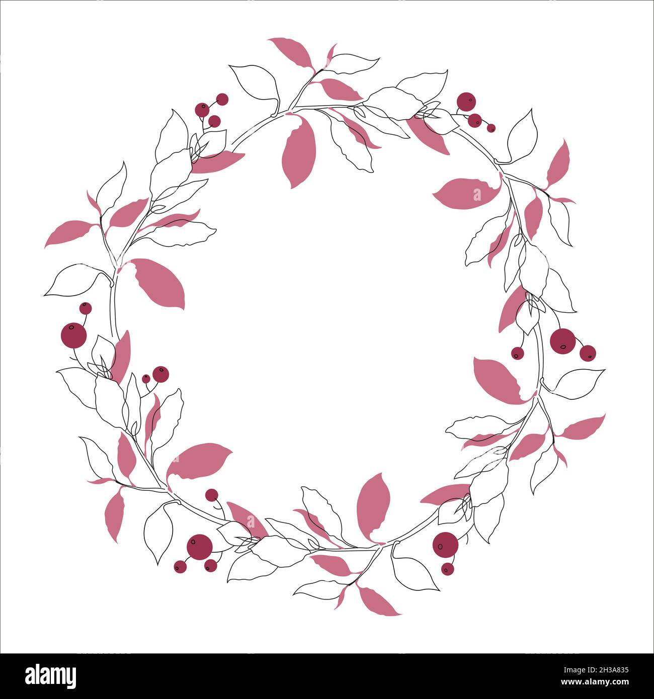 Vector wreath with leaves and berries Stock Vector Image & Art - Alamy