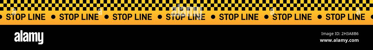 Stop line yellow tape. Warning black squared ribbon Stock Vector