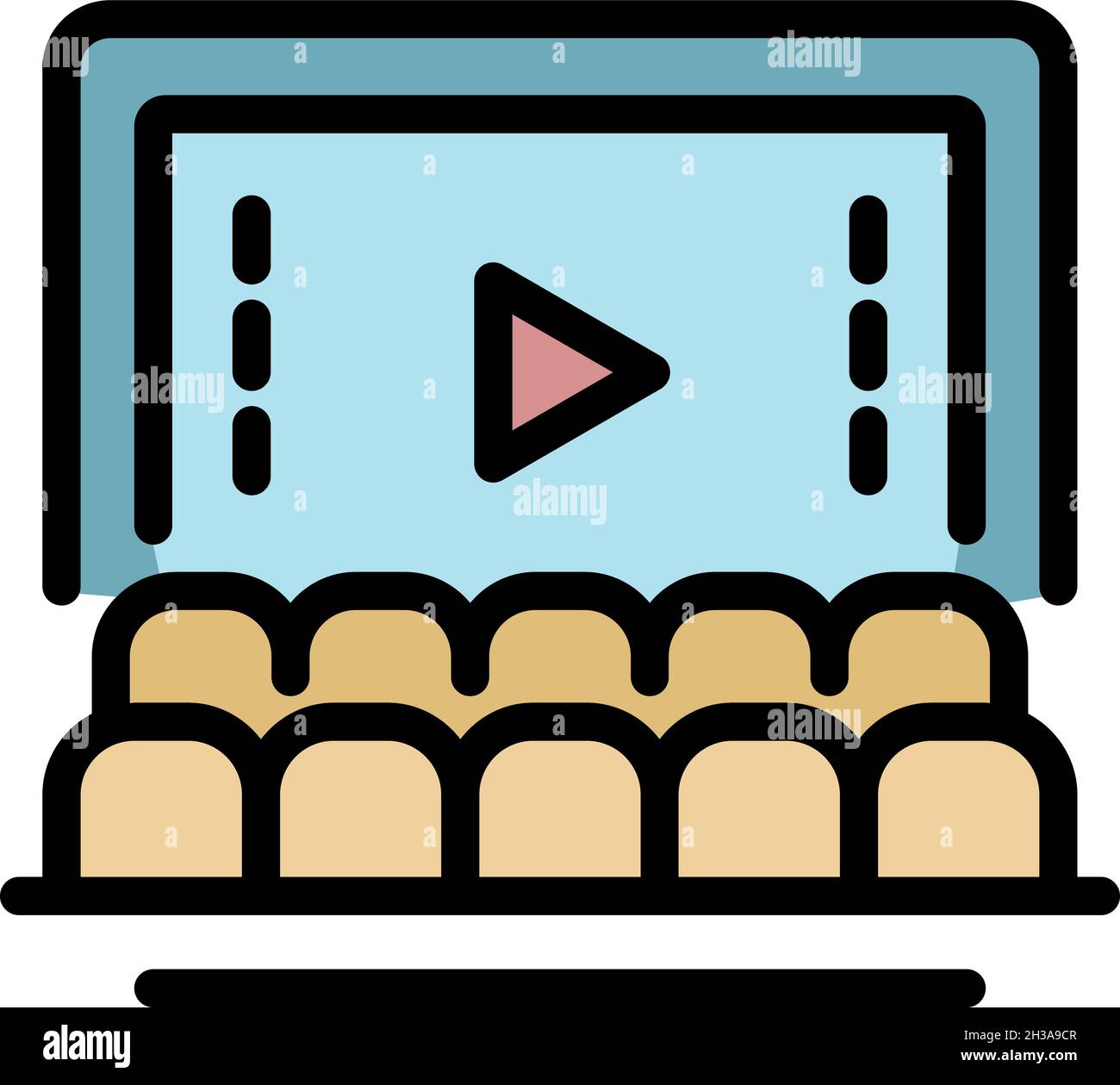 Cinema hall icon. Outline cinema hall vector icon color flat isolated Stock Vector Image & Art