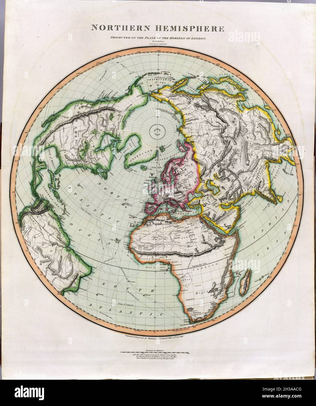 Historic illustrated vintage 1819th century world map Stock Photo Alamy