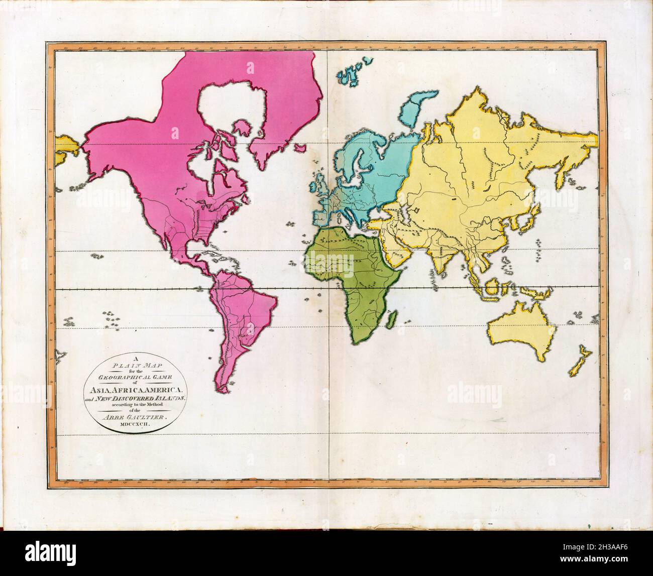Historic vintage 1819th century simplified world map Stock Photo Alamy