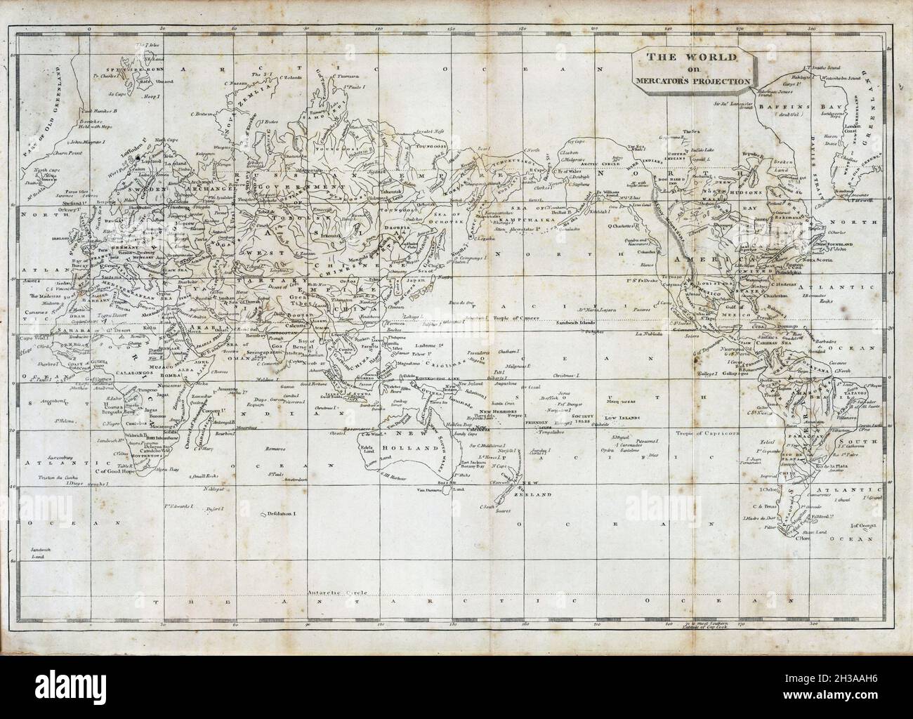 Historic illustrated vintage 1819th century world map Stock Photo Alamy