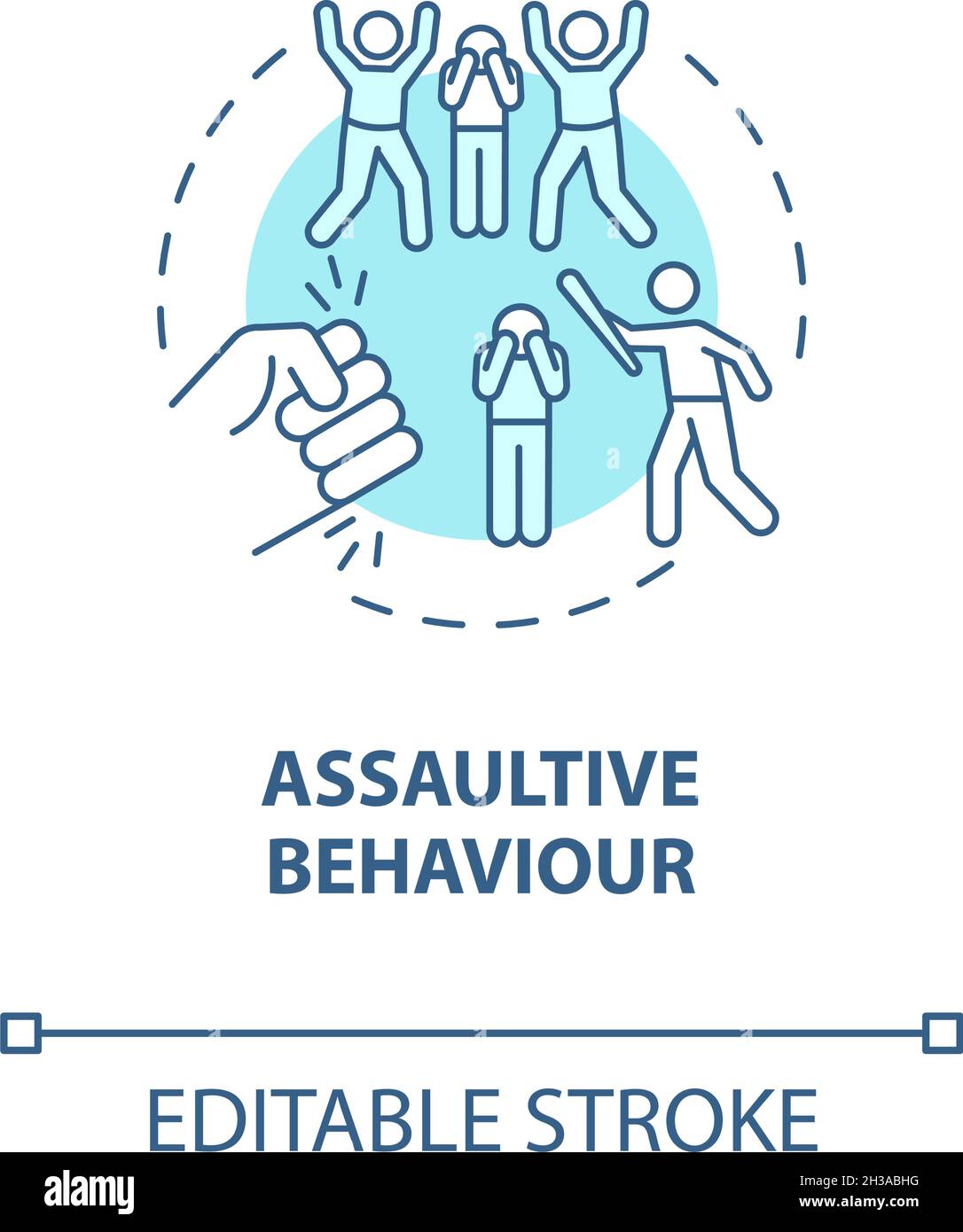 Assaultive behavior blue concept icon Stock Vector